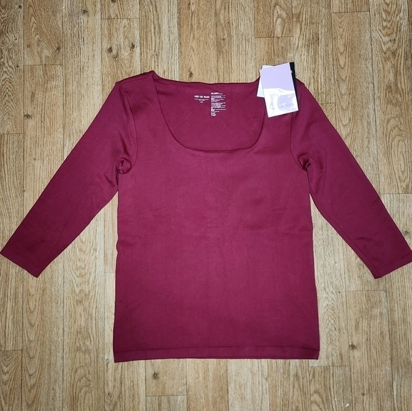 NWT AVEC LES FILLES Burgundy scoop neck 3/4 sleeve top - Picture 2 of 10